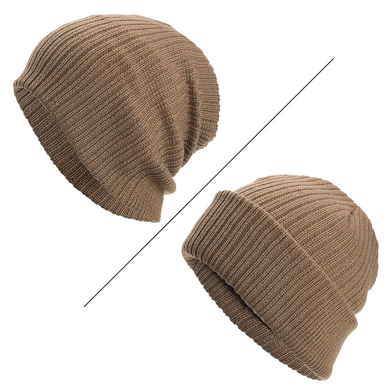 Men Winter Thicken Brimless Knitted Hat Slouch Beanie Caps - MRSLM