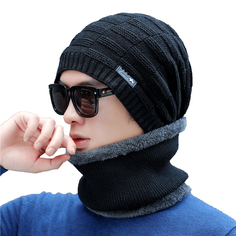 Wool Knitted Hat and Scarf Suit Men