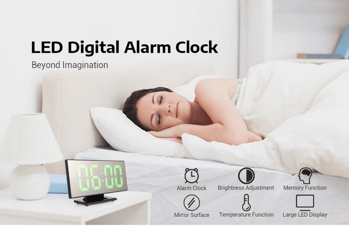 Digital Alarm Clock Mutifunction LED USB Charging Mirror Alarm Home Decor Desk Clock