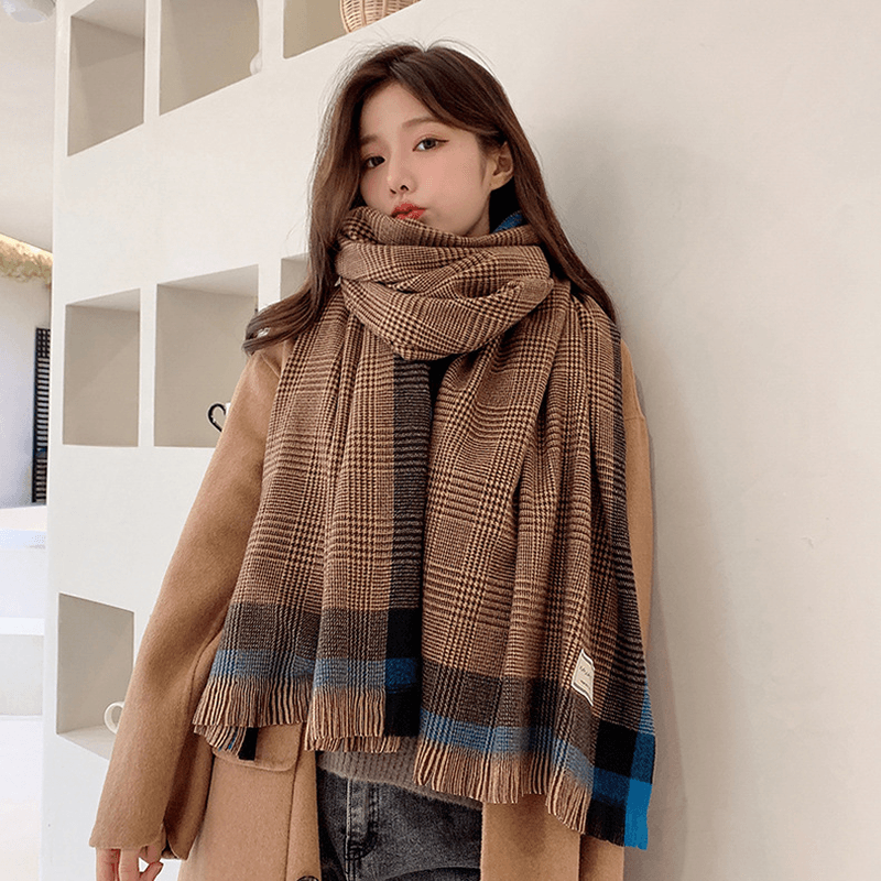 Thickened Cashmere Thermal Shawl Dual-Use Scarf