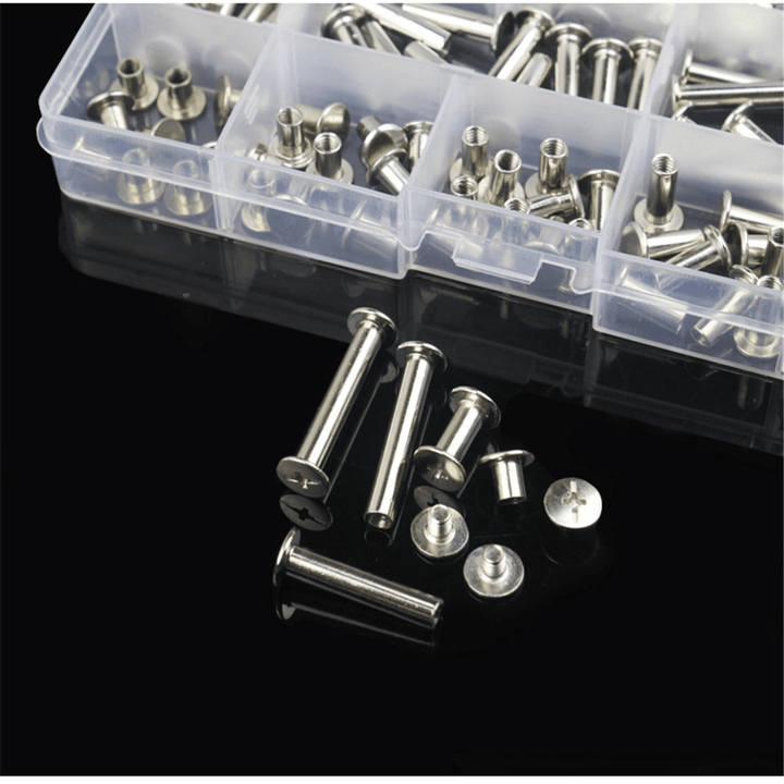 90 Sets M5 6-30Mm Nickel Plating Phillips Chicago Binding Posts Stud Screws Rivet Button Bookbinding