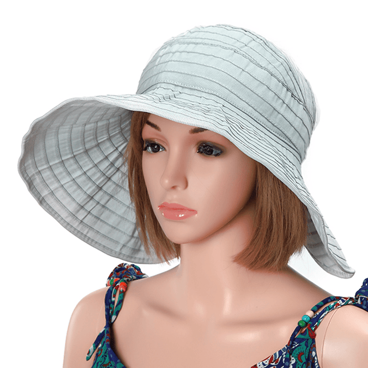 Women Foldable Sun Protective Beach Hat Summer Outdoor Gardening Anti-Uv Wide Brim Visor Cap - MRSLM