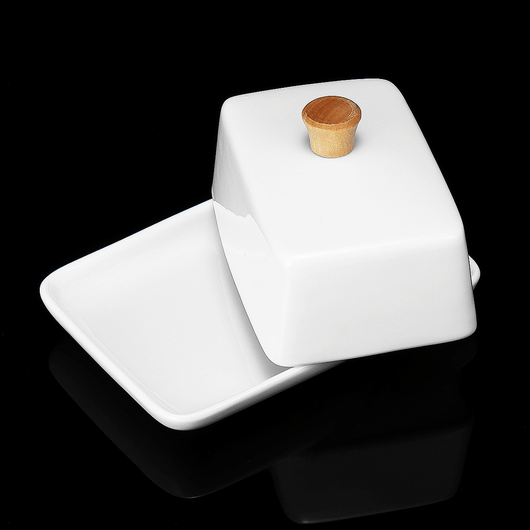 Porcelain Butter Dish with Lid Holder Serving Storage Tray Plate Storage Container Pizza Plate