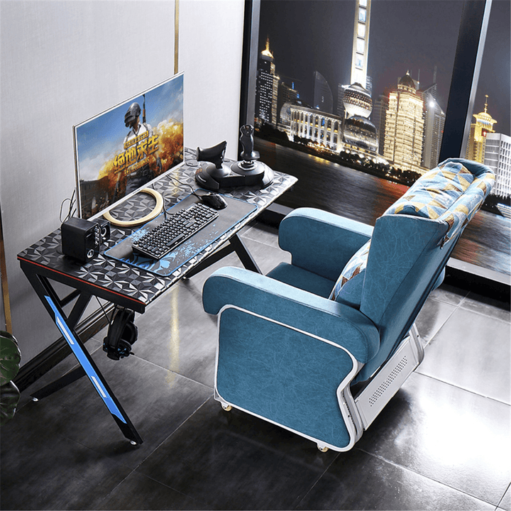 Gaming Desk R-Shaped Metal Frame 47" Stable Computer Desk Desktop Gamer Workstation Writing Desk Table for Home Office