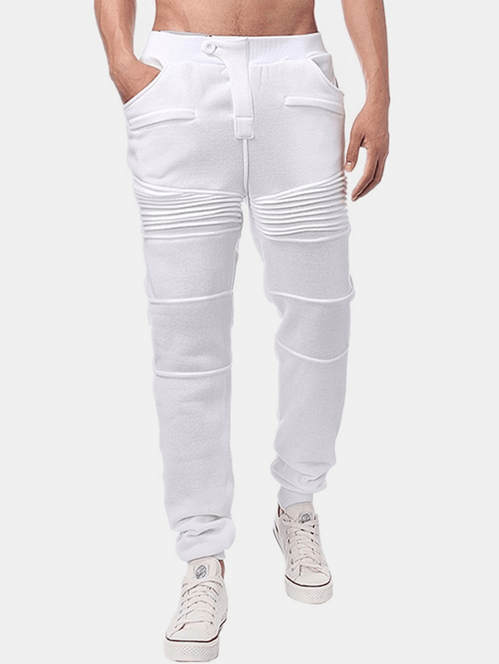 Mens Sports Drawstring Solid Color Trousers