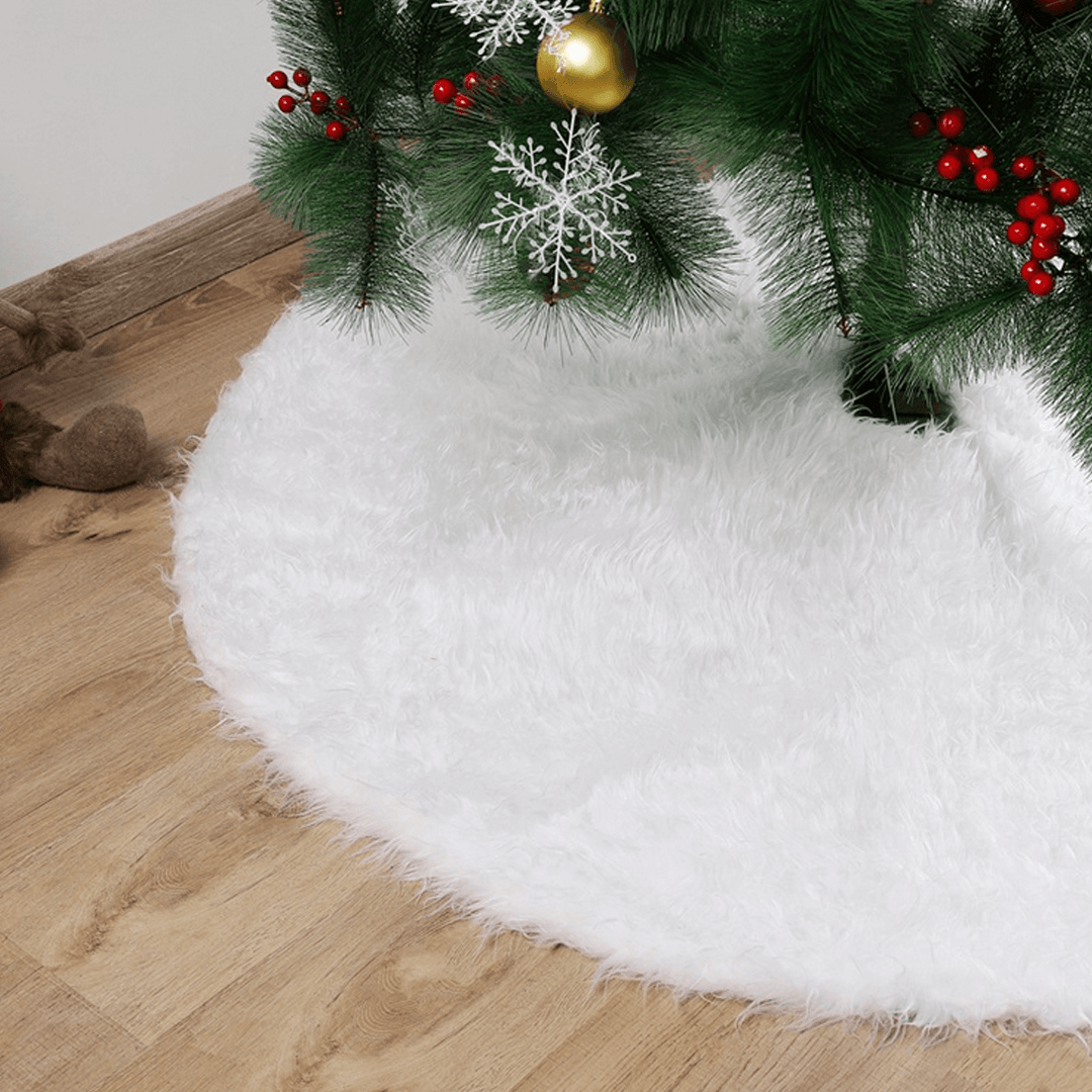 2020 White Plush Christmas Tree Skirt Christmas Decoration for Home Soft Hair White round Carpet Christmas Decor