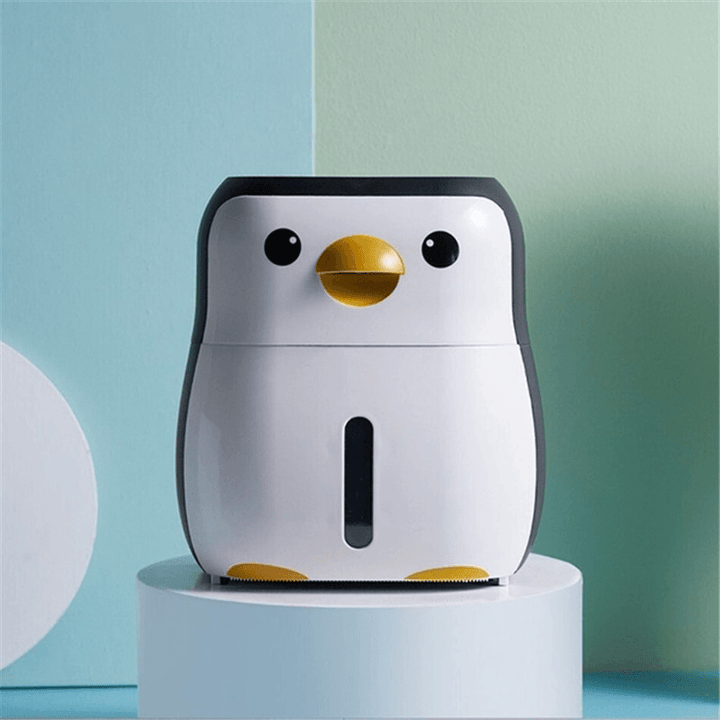 Portable Toilet Paper Holder Penguin Tissue Box Wall Mounted Roll Paper Bathroom Waterproof Storage Shelf