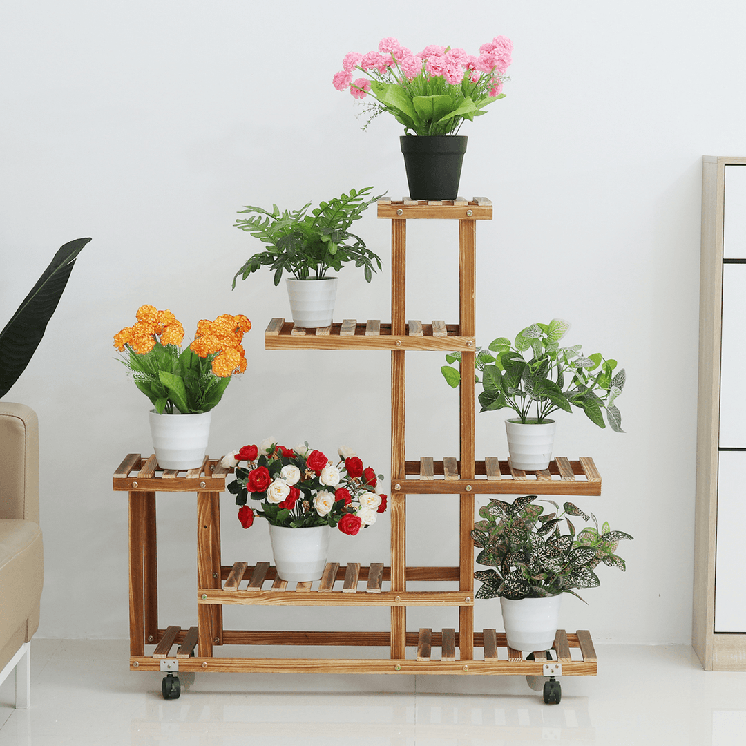 Multi-Layer Wood Garden Plant Flower Pot Stand Shelf Nursery Display Shelves Rack Spade Shovel Harrow Flowerpot Tools - MRSLM