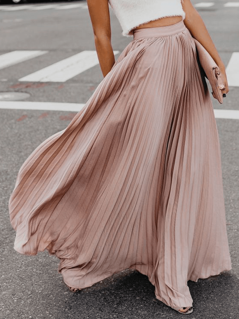 Boho Elastic Waist Pleated Skirts - MRSLM