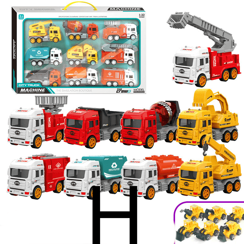 Children'S Car Toy Inertial Crane Excavator Truck Fire Truck Set