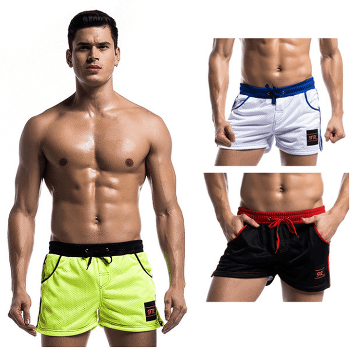 Mens Mesh Underwear Shorts Leisure Fashion Running Fitness Elastic Waist Drawstring Sports Shorts