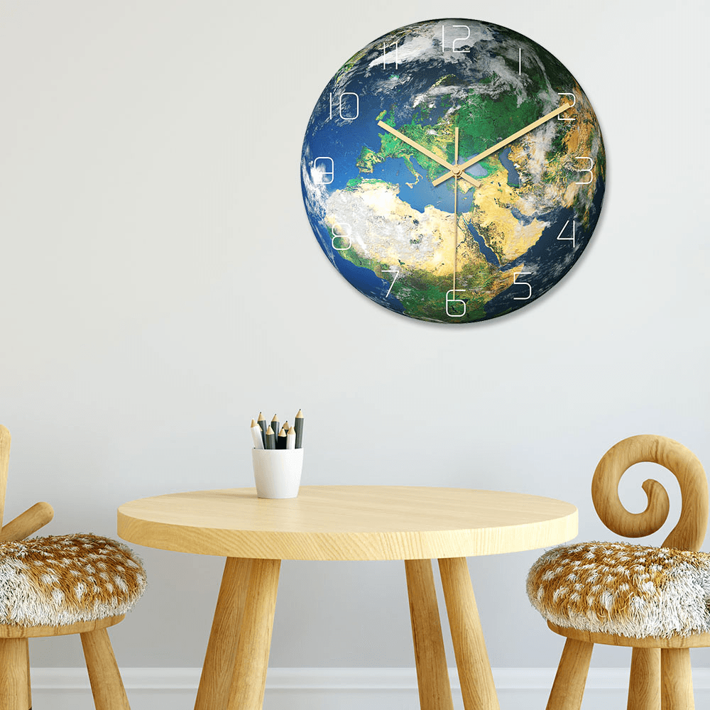 CC091 Creative Luminous Europe Earth Wall Clock Mute Wall Clock Quartz Wall Clock for Home Office Decorations