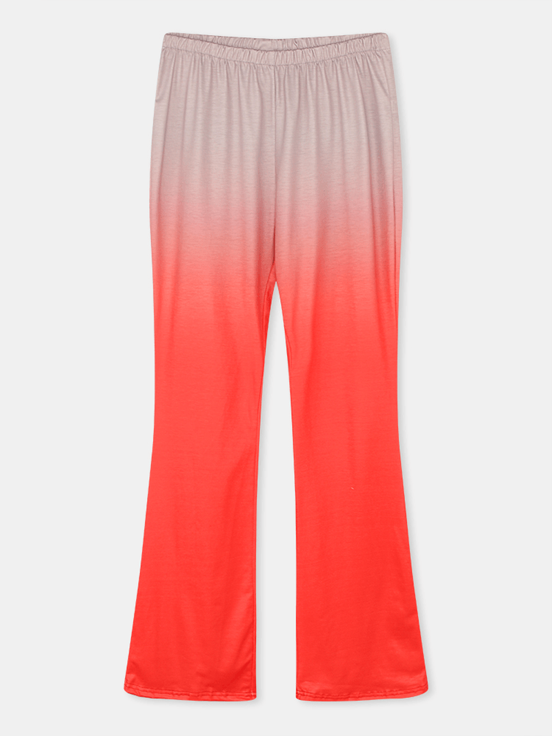 Women Gradient Elastic Waist Bell-Bottoms Casual Pants