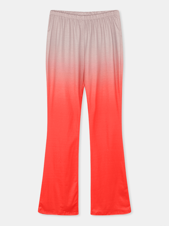 Women Gradient Elastic Waist Bell-Bottoms Casual Pants