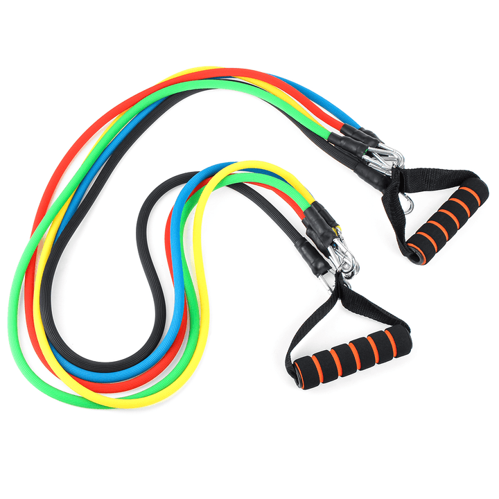 11PCS Resistance Bands Set Home Fitness Exercise Straps Gym Training Strength Pull Tubes