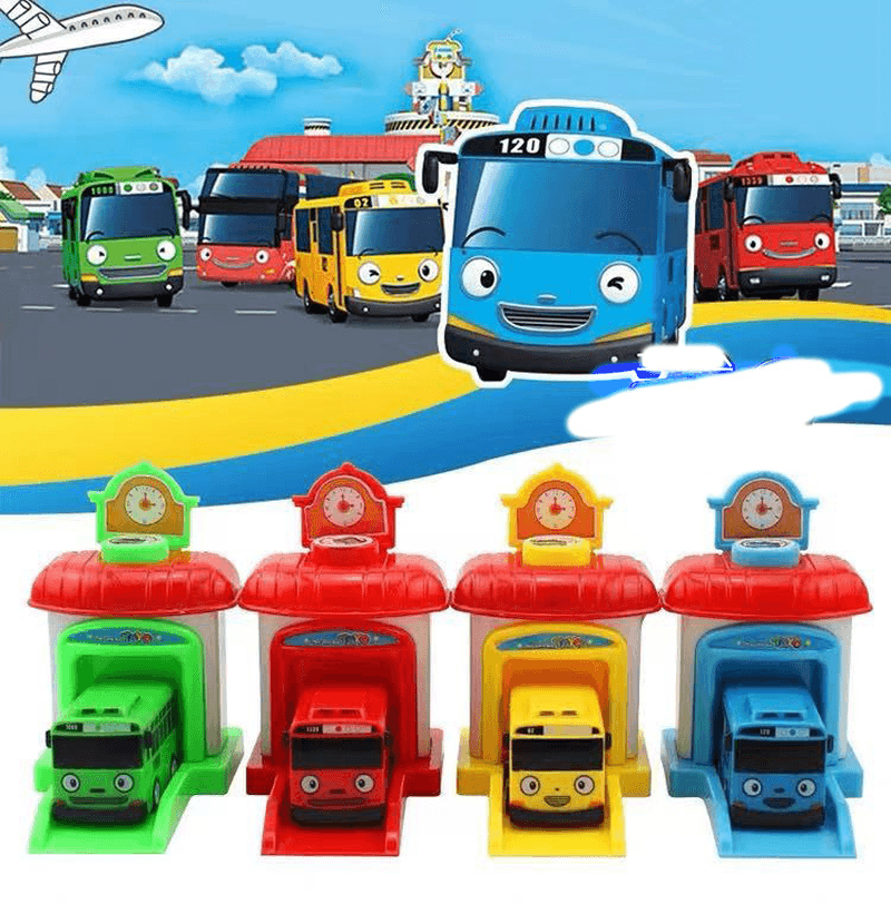 Cartoon Little Bus Pull Back Ejection Toy