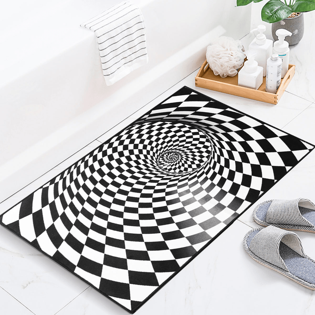 3D Room Non-Slip Swirl Optical Illusion Area Rug Carpet Door Mats Floor Pad for Home Bedroom Decoration