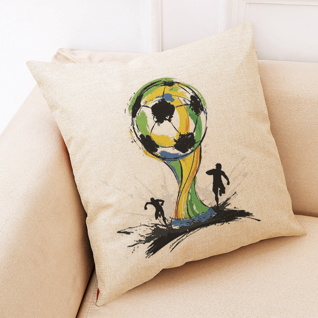 Honana the 2018 Russia World Cup Cotton Linen Cushion Pillow Case Soccer Pillow Covers for Home Bedroom Sofa Holiday Decor - MRSLM