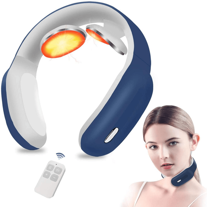 PGG D12 Electric Neck Shoulder Massager Remote Control Acupuncture Therapy Pain Relief Relaxation Magnetic Pulse Cervical Vertebra Physiotherapy Massage