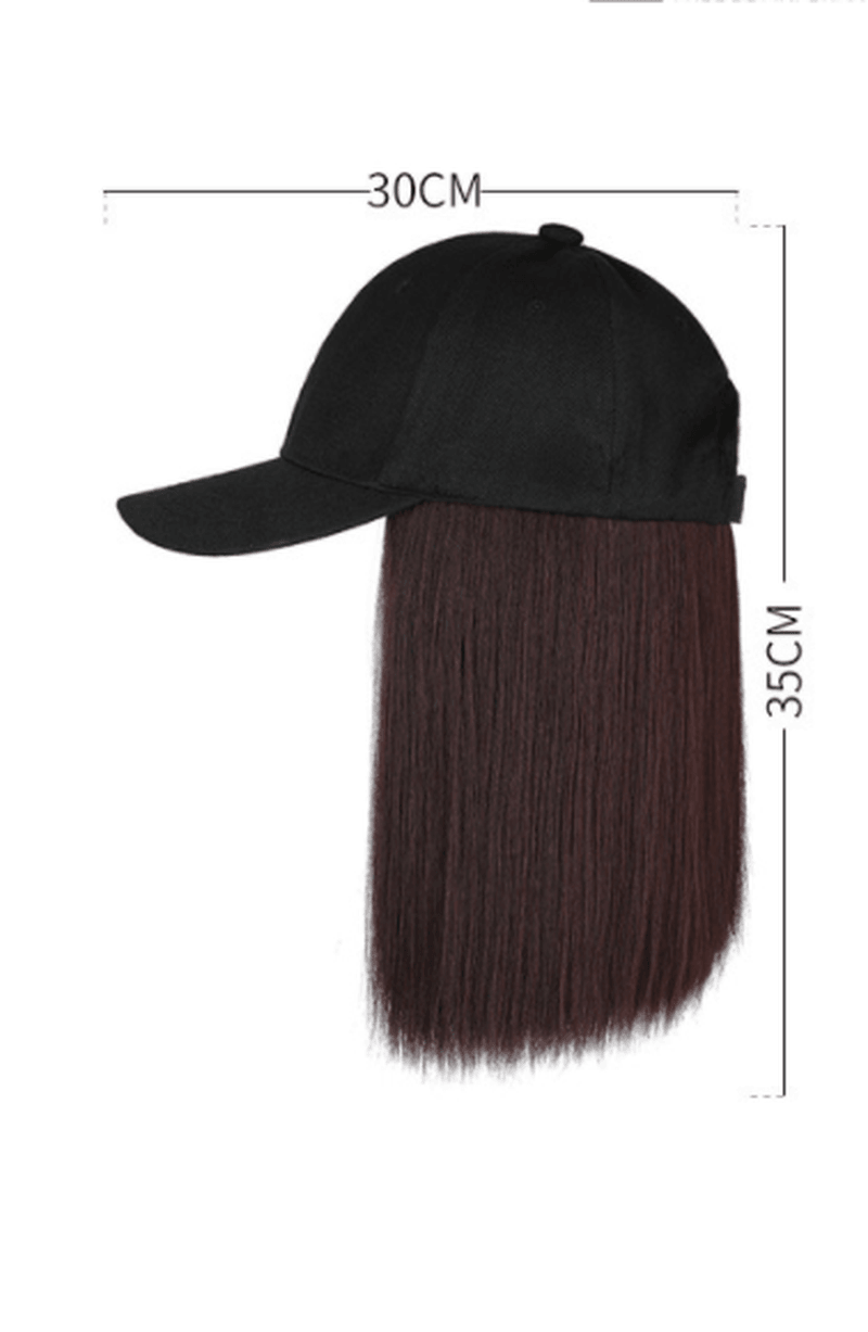 One Piece Wig Cap Short Straight Hair Female with Hat Wig Clavicle Hair Bobo