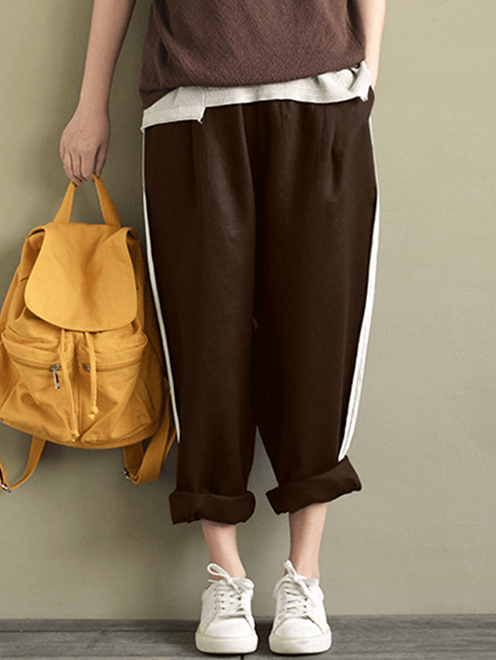 Women Striped High Waist Long Harem Loose Trousers