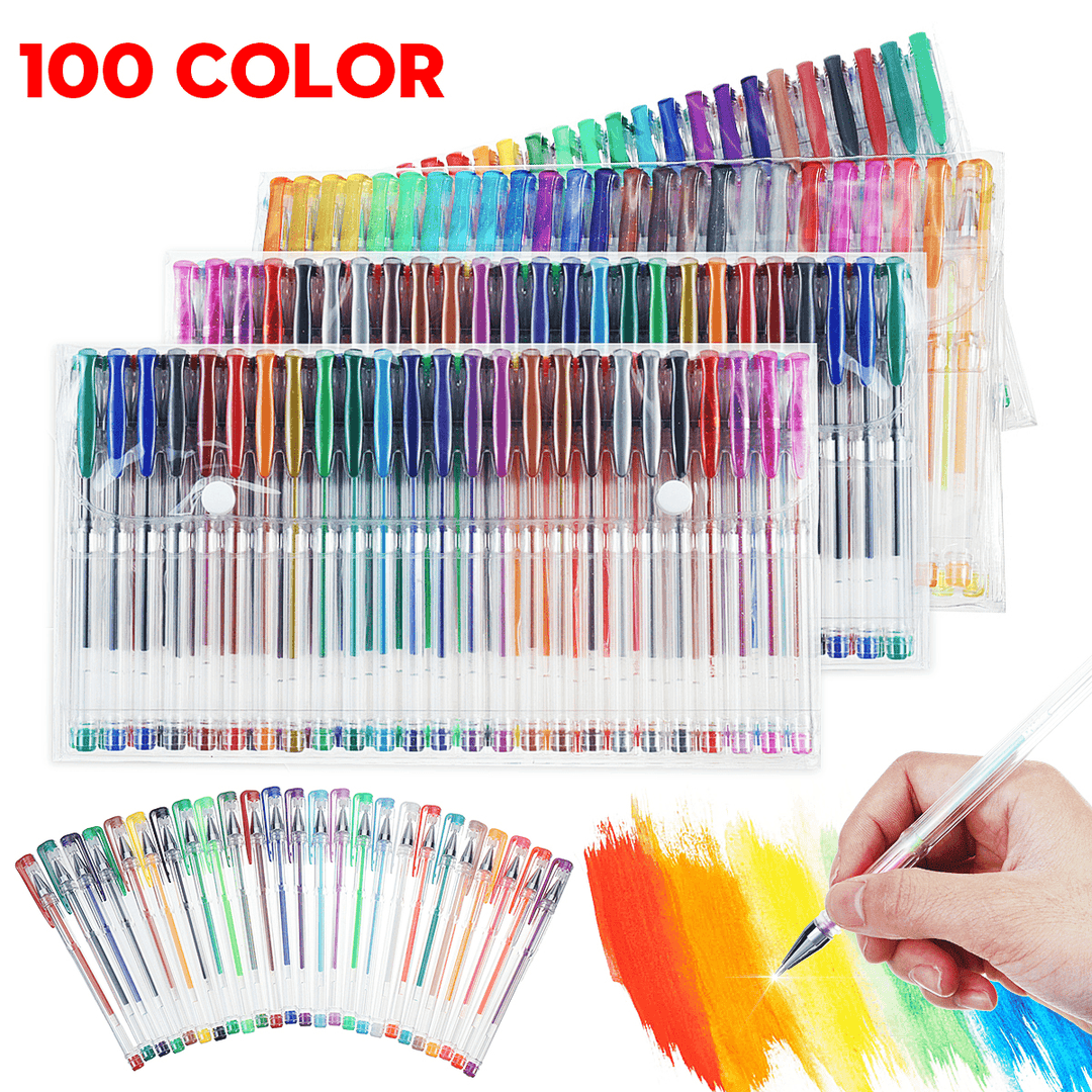 48/100 Colours Set Gel Pens Art Books Markers Glitter Neon Metallic Art Pens - MRSLM