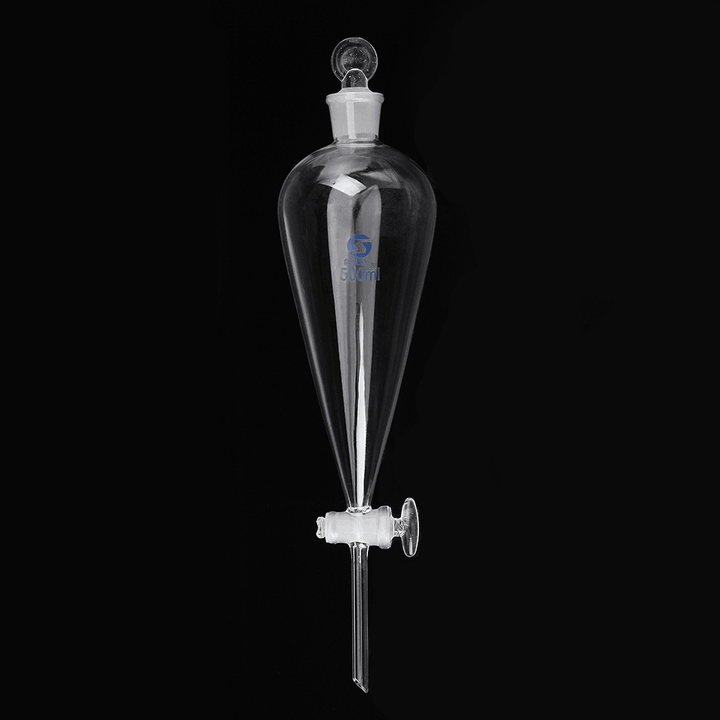 500Ml Pyriform Borosilicate Glass Separatory Funnel Pear Shape Glass Stopcock Laboratory