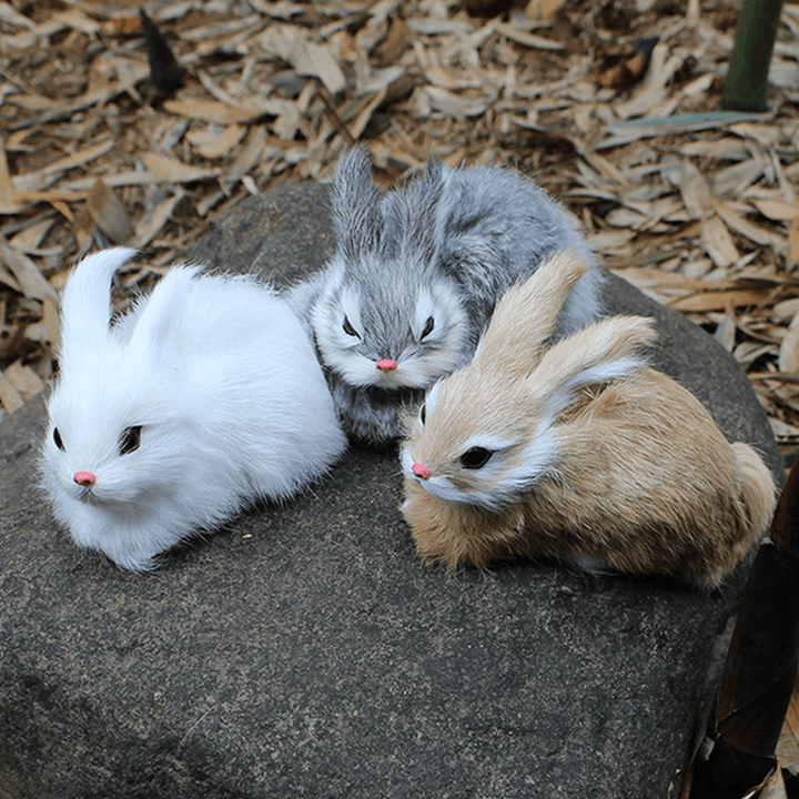 15Cm Mini Realistic Cute White Plush Rabbits Fur Lifelike Animal Furry Easter Bunny Stuffed Plush Toy