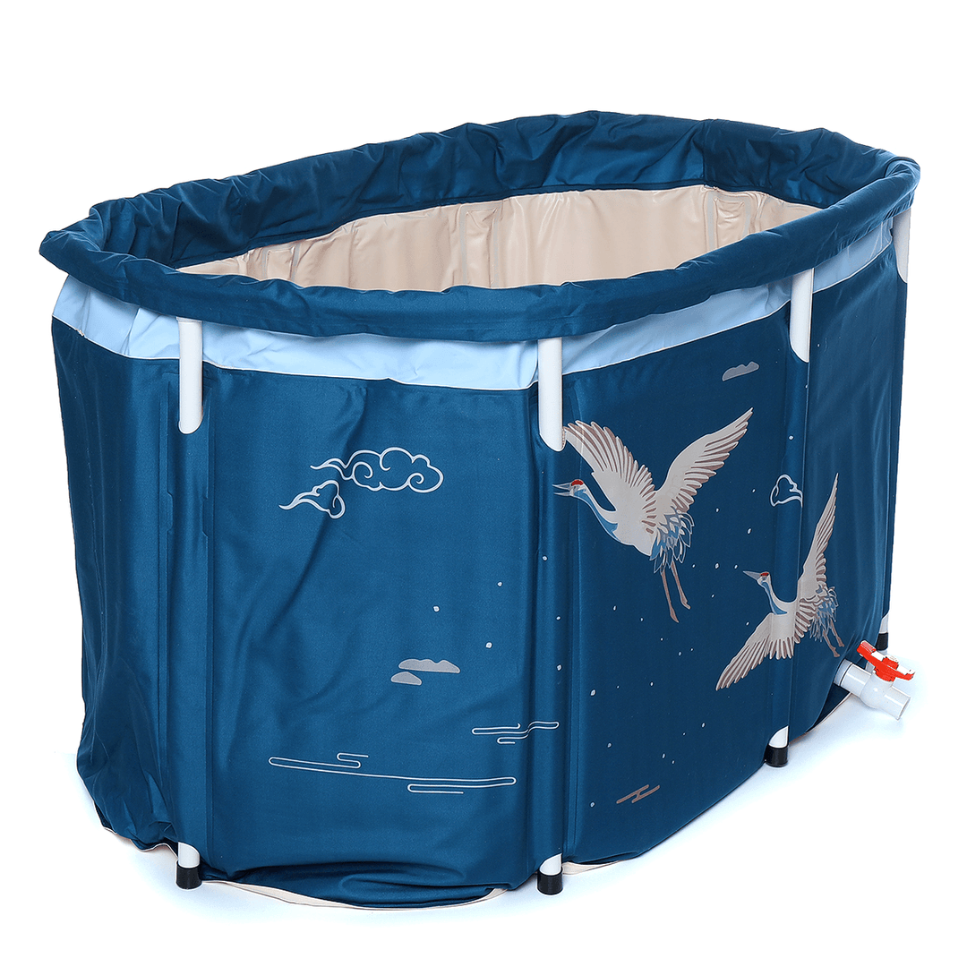 Bathtub Water Tub Folding Indoor Outdoor Portable Adult Spa Bath Bucket Blue