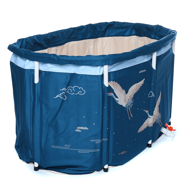 Bathtub Water Tub Folding Indoor Outdoor Portable Adult Spa Bath Bucket Blue