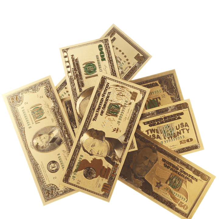 1 Set USD Dollar Gold Foil Golden Paper Money Currency Coin Collection Commemorative Banknote Craft