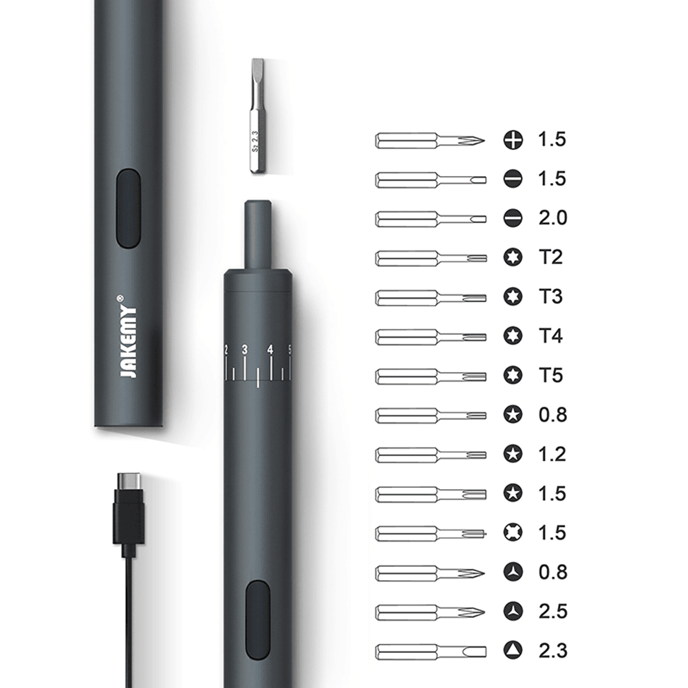 JAKEMY 18 in 1 Precision Electric Screwdriver 8 Speed DIY Screw Driver Electronics Repair Tools with 14 Screw Bits