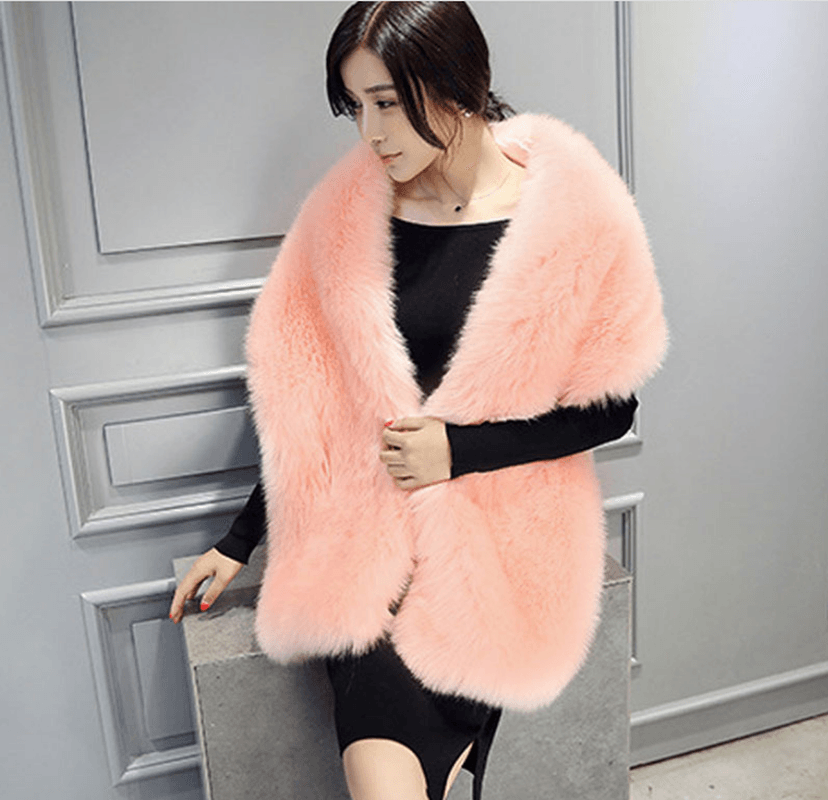 Fashion Lady Faux Fox Fur Collar Scarf Shawl