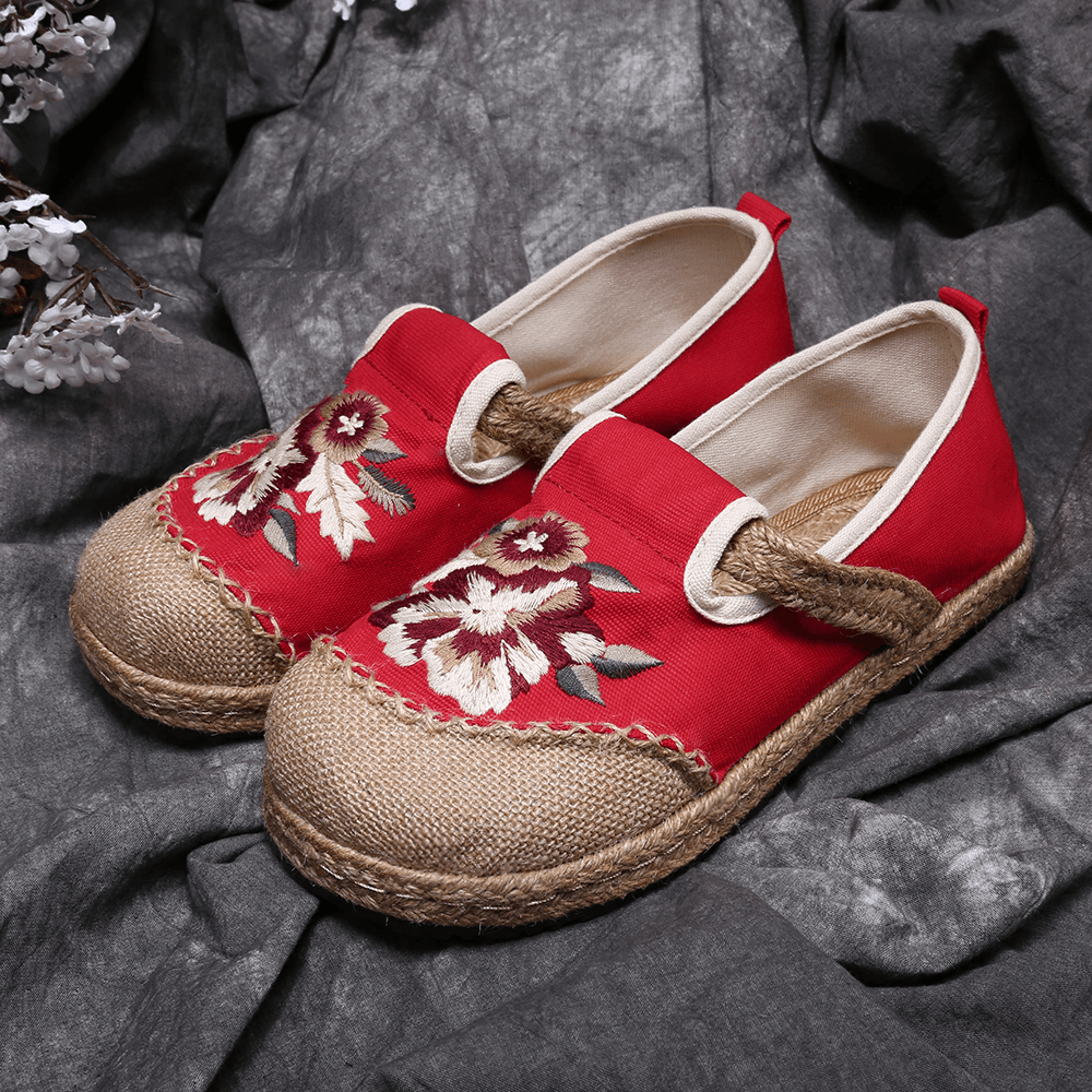 Women Old Peking Flowers Embroidery Casual Espadrille Loafers