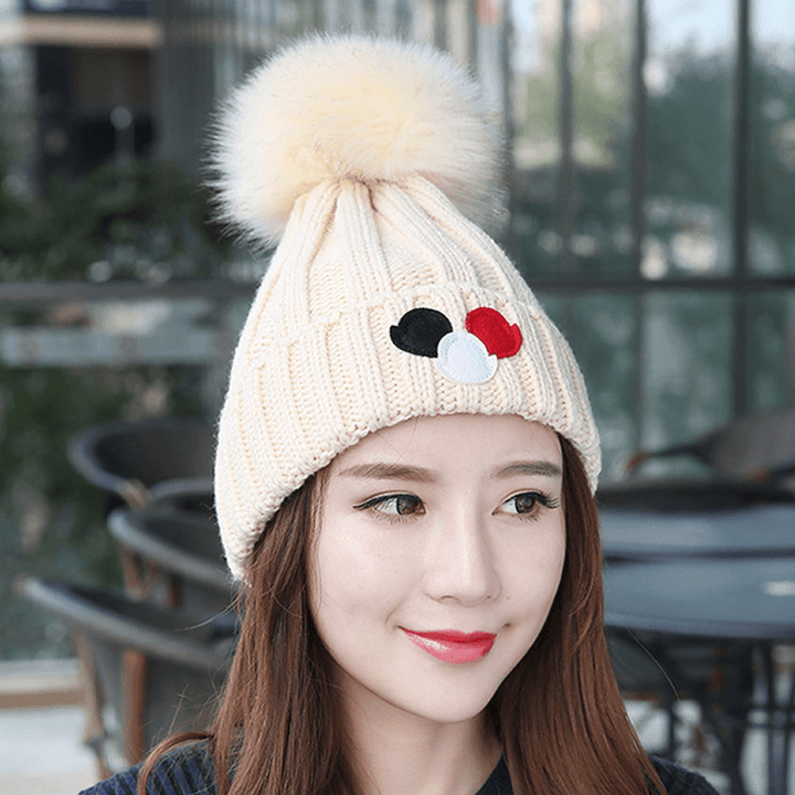 Women Windproof Thicken plus Velvet Knit Hat Scarf Set Winter Earmuffs Beanie Cap