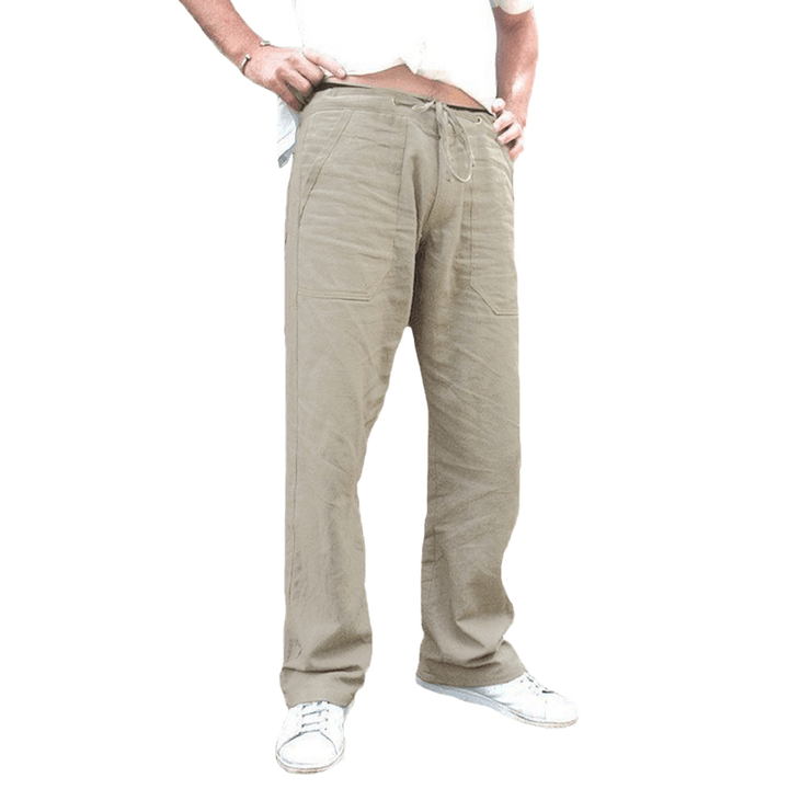 Mens Ethnic Style Cotton Comfy Breathable Straight Leg Pants