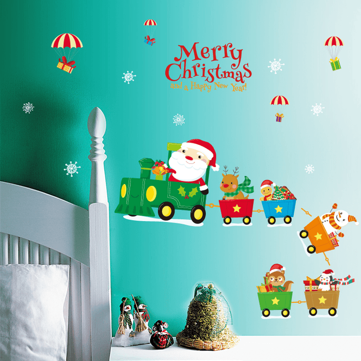 Miico SK6037 Christmas Decoration for Cartoon Wall Sticker PVC Removable Christmas Party