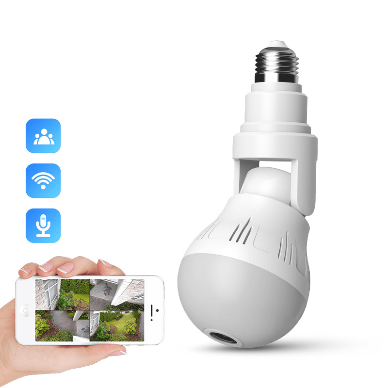 XIAOVV D5 360¬∞ Panorama 1080P WIFI Light Bulb Camera - Indoor Wireless Security Surveillance IP Camera with H.265 Two-Way Audio