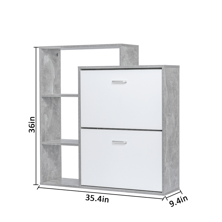 Modern Shoe Cabinet Storage Organizer 2 Door Display Shelf Multifunctional Rack