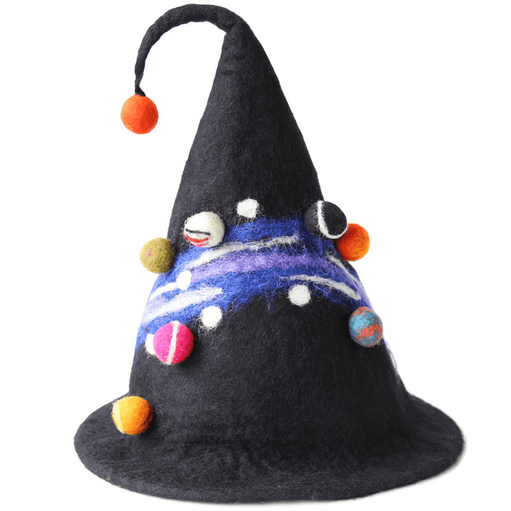 Halloween Harajuku Style Funny Street Spire Black Starry Hat Blue