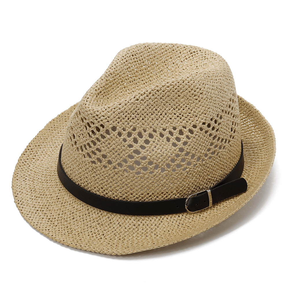 Men Women Personalized Handmade Straw Jazz Hat Outdoor Travel Beach Breathable Mesh Hollow Sun Cap