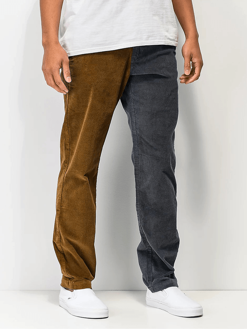 Mens Contrasting Color Pocket Ankle Length Cargo Pants