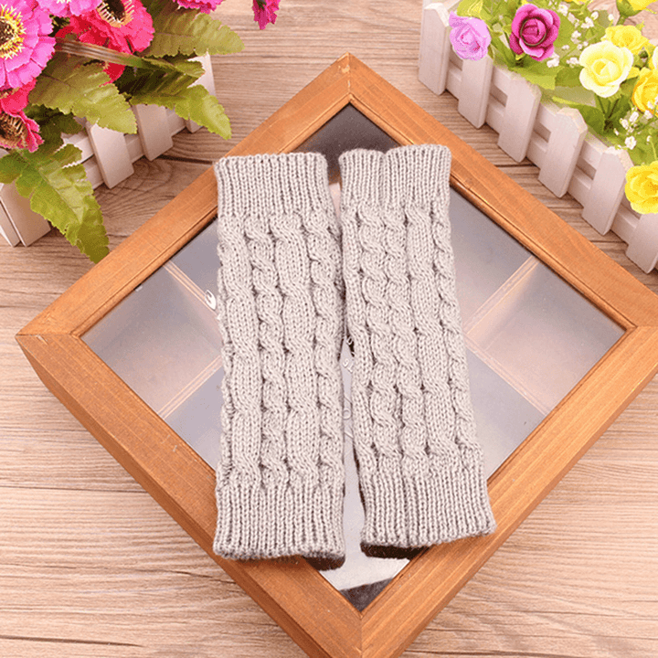 Women Winter Hand Warmer Gloves Thick Arm Crochet Knitting Warm Fingerless Gloves - MRSLM