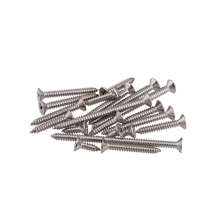 Suleve M3.5SP1 100Pcs M3.5 304 Stainless Steel Cross Flat Head Self Tapping Screw Wood Screws Speaker Screws Optional Length