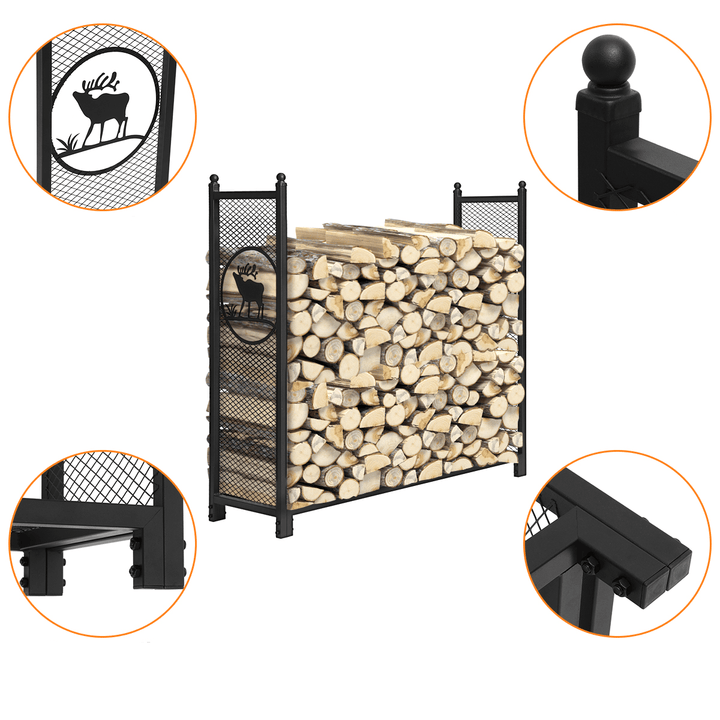 Kingso 4 Inch Duty Steel Firewood Log Wood Storage Rack Fireplace Holder Outdoor Camping Wooden Racks