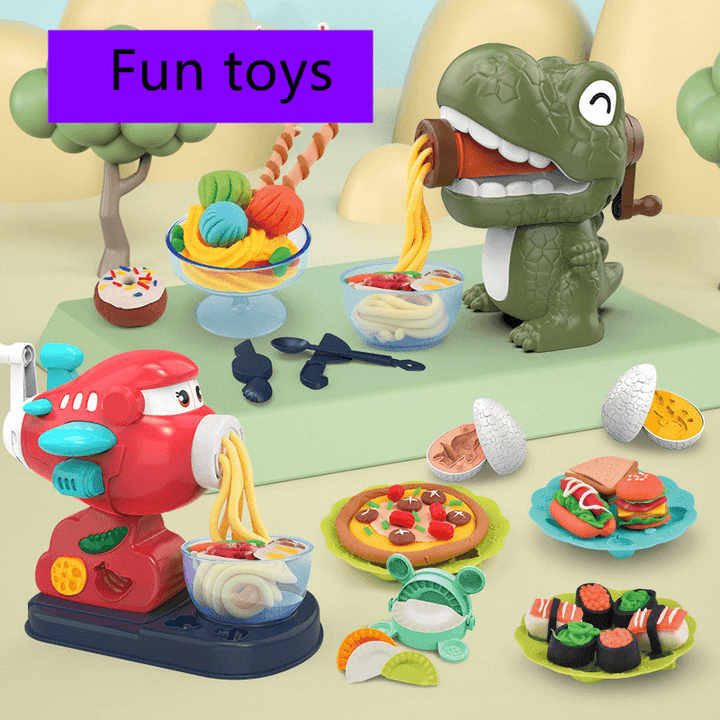 Fun Dinosaur Color Mud Machine Toy Wheat Pastel Mud Noodle Machine Set