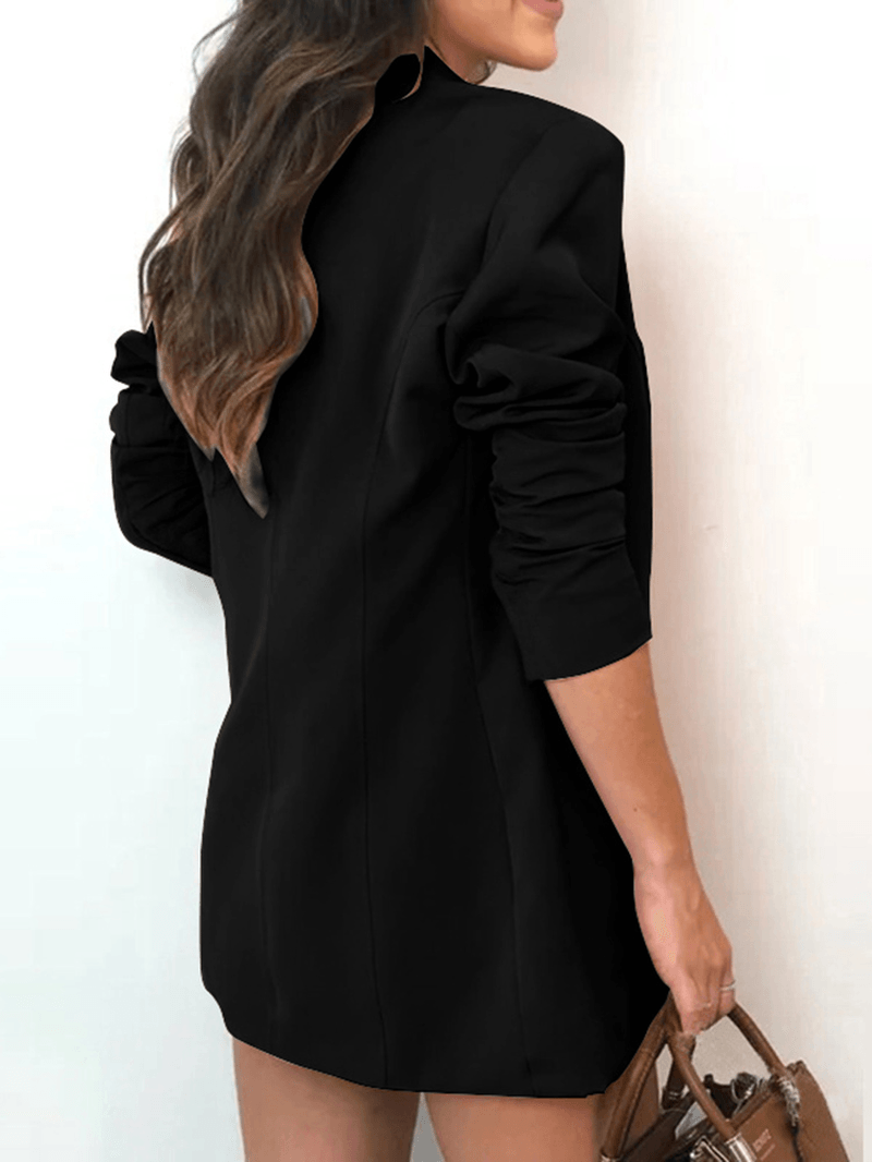 Women Solid Korean Business Style Simple V-Neck Button Cardigan