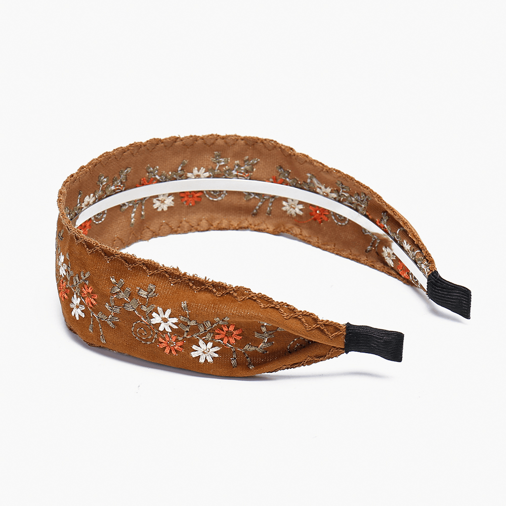 Ethnic Embroidery Lace Girl Headband Rural Girl Wind Suede Floral Fabric Headband Hair Accessories