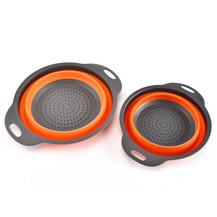 Ipree¬Æ 2Pcs/Set Silicone Folding Drain Baskets Retractable Colander Camping Picnic Storage Gadgets - MRSLM