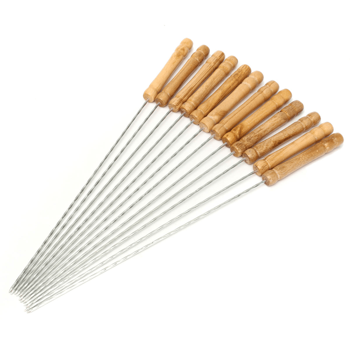 12X Stainless Steel Metal Barbeque Skewer Needle BBQ Kebab Stick Utensil 30Cm BBQ Stick Fork